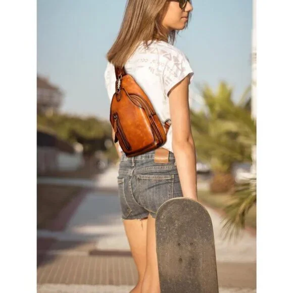 🆕Women Brown Genuine Leather Crossbody Sling Handmade Classic Vintage Bag - Picture 3 of 8